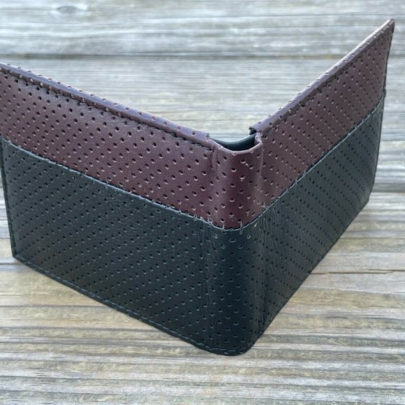 Handmade Card Holder Black/Brown Genuine Leather Bi Fold Wallet Men Purse - Picture 2 of 11